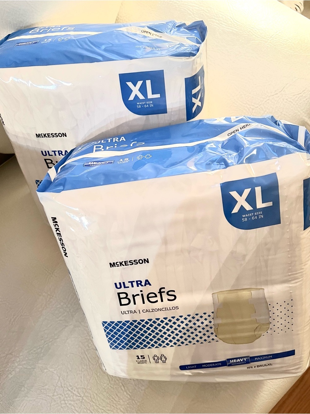 Ultra Briefs Adult Incontinence Briefs XL - White/Blue